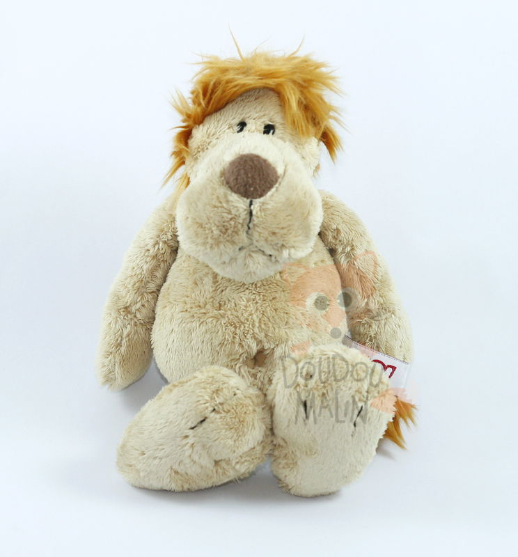  peluche lion beige marron 